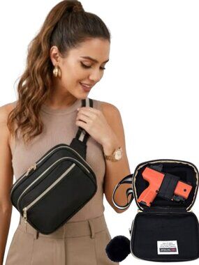 Luxury Concealed Carry Fanny Pack or Crossbody Sling Bag - Black & Gold